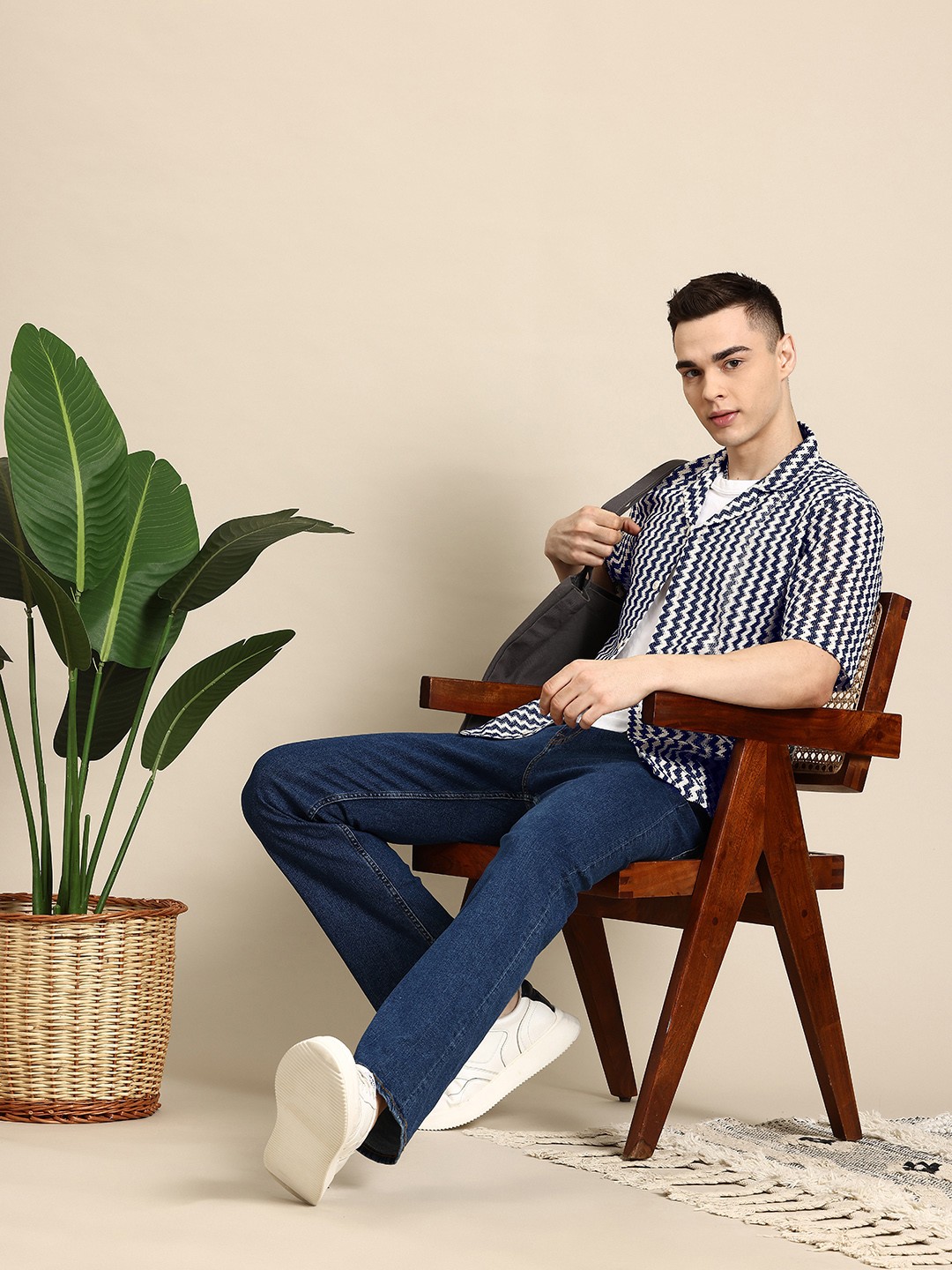 Mast & Harbour Men Classic Chevron Cuban Collar Relaxed Fit Semi Sheer Casual Shirt, Off white
Mast & Harbour Men Classic Chevron Cuban Collar Relaxed Fit Semi Sheer Casual Shirt, Off white