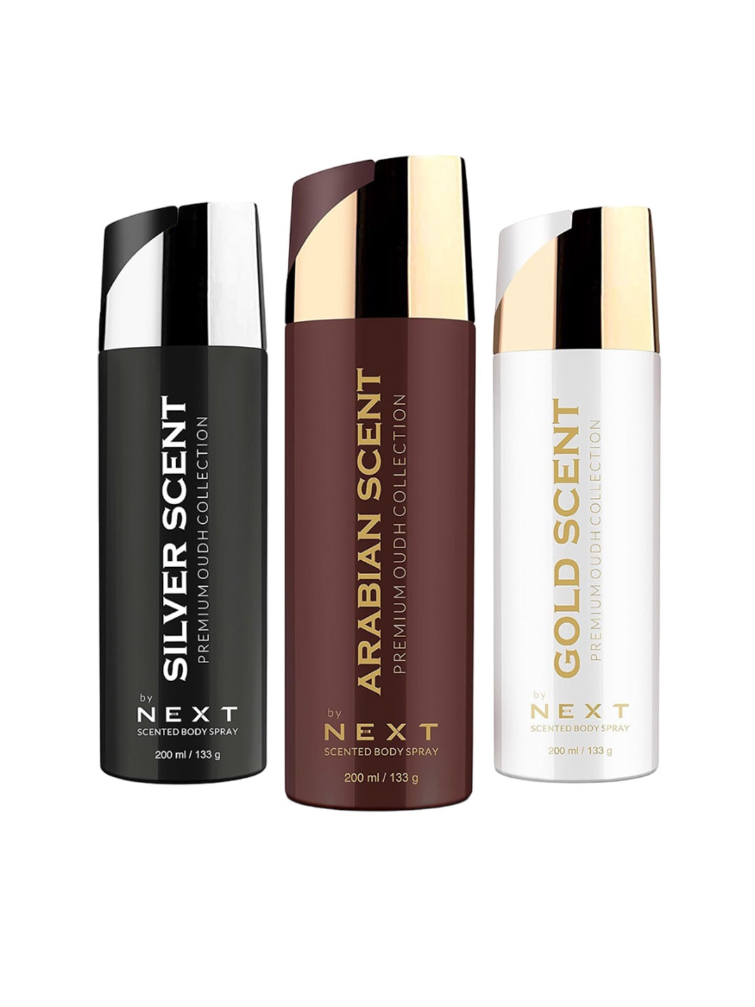 NEXT CARE Set Of 3 Premium Oudh Scented Body Spray- Silver+ Arabian+ Gold Scent 200ml each, Multi
NEXT CARE Set Of 3 Premium Oudh Scented Body Spray- Silver+ Arabian+ Gold Scent 200ml each, Multi