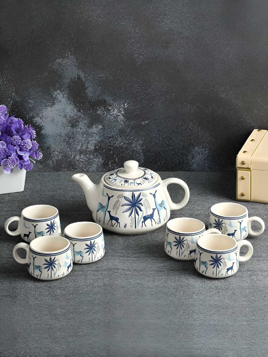 CLIO'S HERITAGE STORE White & Blue Handcrafted Printed Ceramic Glossy Cups Set of Cups and Mugs
CLIO'S HERITAGE STORE White & Blue Handcrafted Printed Ceramic Glossy Cups Set of Cups and Mugs