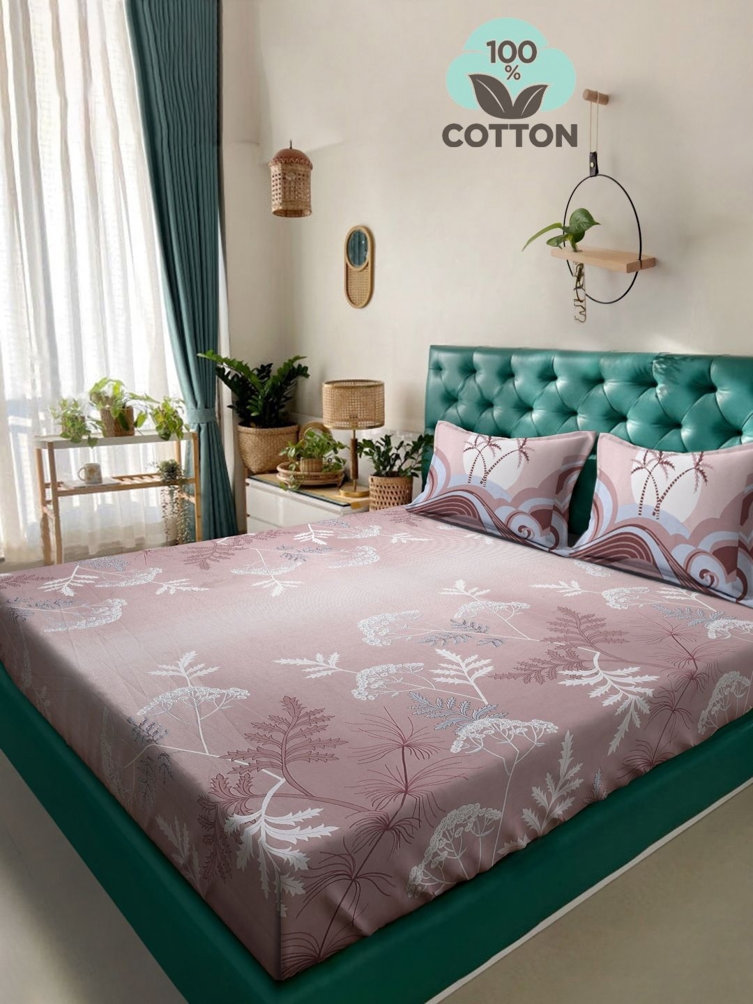 KLOTTHE Pink & White Printed 400 TC Pure Cotton Super King Bedsheet With 2 Pillow Covers
KLOTTHE Pink & White Printed 400 TC Pure Cotton Super King Bedsheet With 2 Pillow Covers