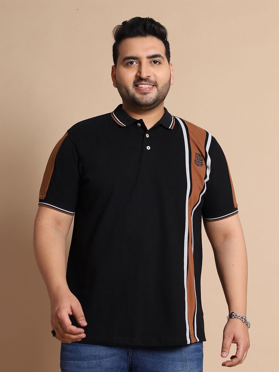 bigbanana Men Colourblocked Bio Finish Polo Collar Plus Size Pure Cotton T-shirt, Black
bigbanana Men Colourblocked Bio Finish Polo Collar Plus Size Pure Cotton T-shirt, Black
