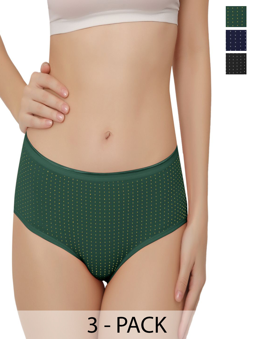Bella Voste Pack Of 3 Micro Ditsy Printed Anti-Odour Hipster Briefs, Green
Bella Voste Pack Of 3 Micro Ditsy Printed Anti-Odour Hipster Briefs, Green