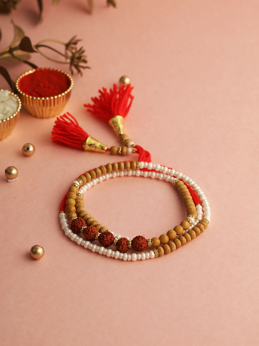 Aapno Rajasthan Beaded Rudraksh Multistrand Rakhi with Roli Chawal & Greeting Card, Brown
Aapno Rajasthan Beaded Rudraksh Multistrand Rakhi with Roli Chawal & Greeting Card, Brown
