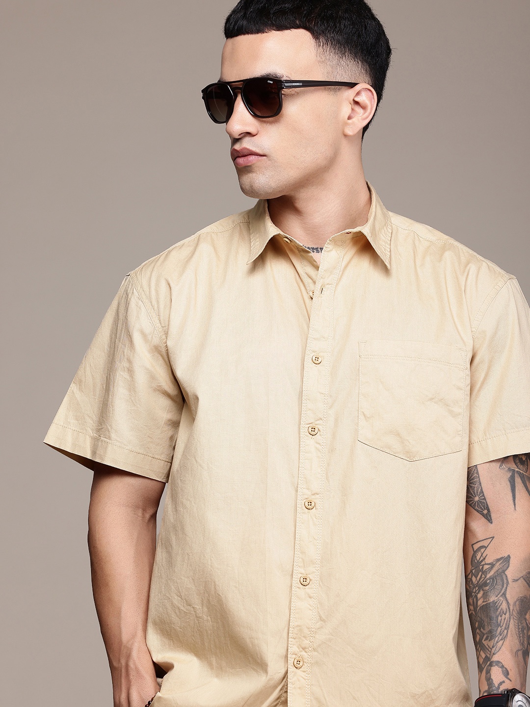 The Roadster Life Co. Drop-Shoulder Relaxed Fit Pure Cotton Casual Shirt, Beige
The Roadster Life Co. Drop-Shoulder Relaxed Fit Pure Cotton Casual Shirt, Beige