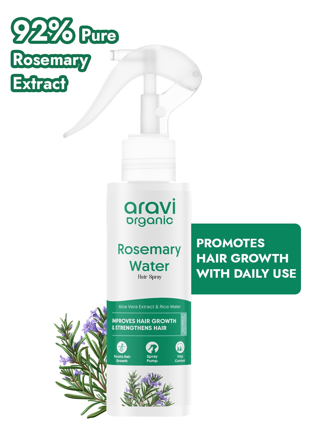 Aravi Organic Rosemary Water Hair Spray for Healthy Hair Growth & Thicker Hair - 100 ml, White
Aravi Organic Rosemary Water Hair Spray for Healthy Hair Growth & Thicker Hair - 100 ml, White