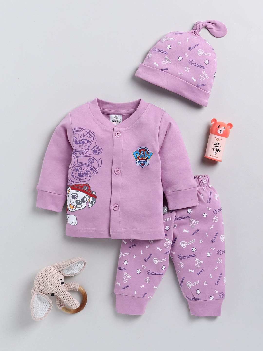 YK X Tinyo Infant Boys Paw Patrol Printed Pure Cotton Shirt with Joggers & Beanie, Purple
YK X Tinyo Infant Boys Paw Patrol Printed Pure Cotton Shirt with Joggers & Beanie, Purple