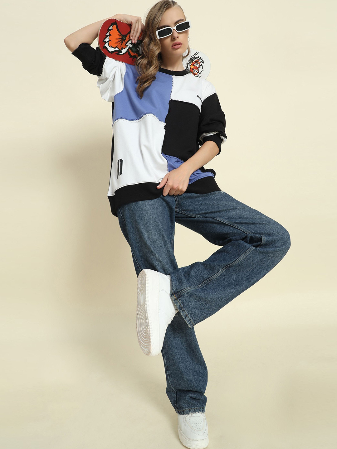 PockMAN Women Printed Sweatshirt, Blue 
PockMAN Women Printed Sweatshirt, Blue