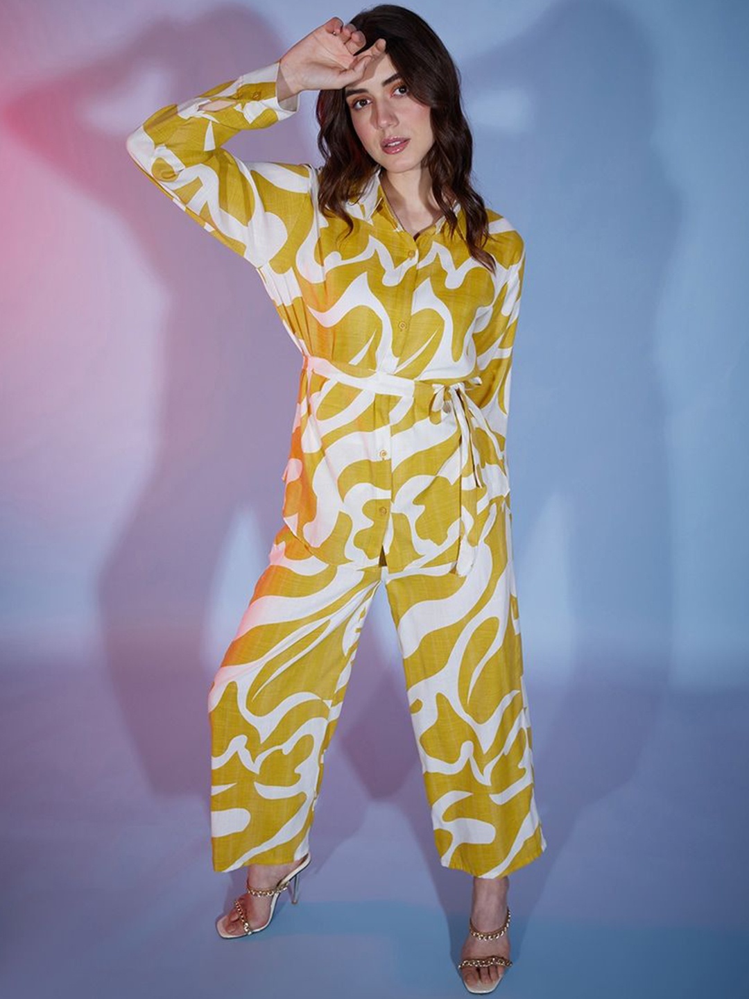 BAESD Abstract Printed Loose-Fit Pure Cotton Shirt With Palazzos & Belt, Yellow
BAESD Abstract Printed Loose-Fit Pure Cotton Shirt With Palazzos & Belt, Yellow