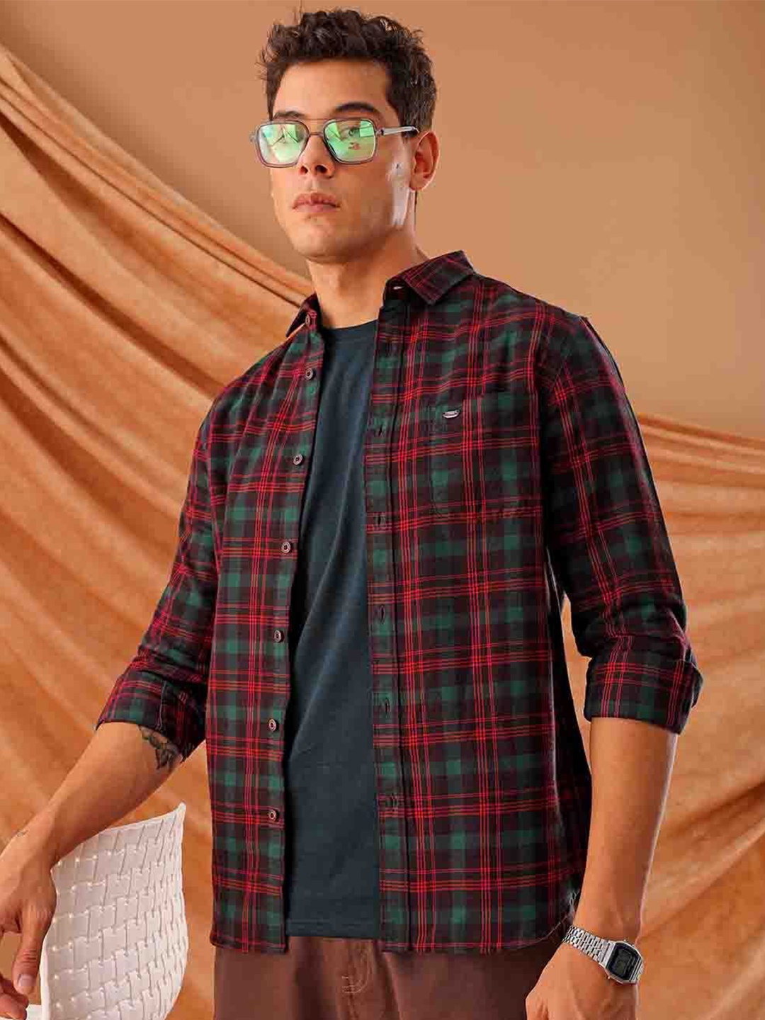 The Indian Garage Co. Spread Collar Slim Fit Tartan Checks Cotton Casual Shirt, Red
The Indian Garage Co. Spread Collar Slim Fit Tartan Checks Cotton Casual Shirt, Red
