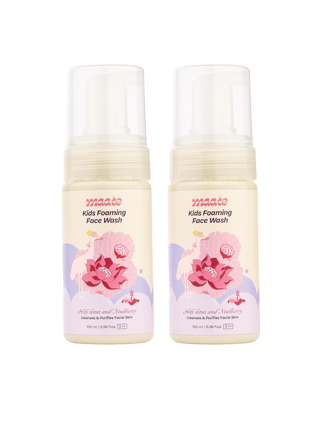 MAATE Set of 2 Kids Foaming Face Wash with Holy Lotus & Mulberry - 100 ml each, Beige
MAATE Set of 2 Kids Foaming Face Wash with Holy Lotus & Mulberry - 100 ml each, Beige