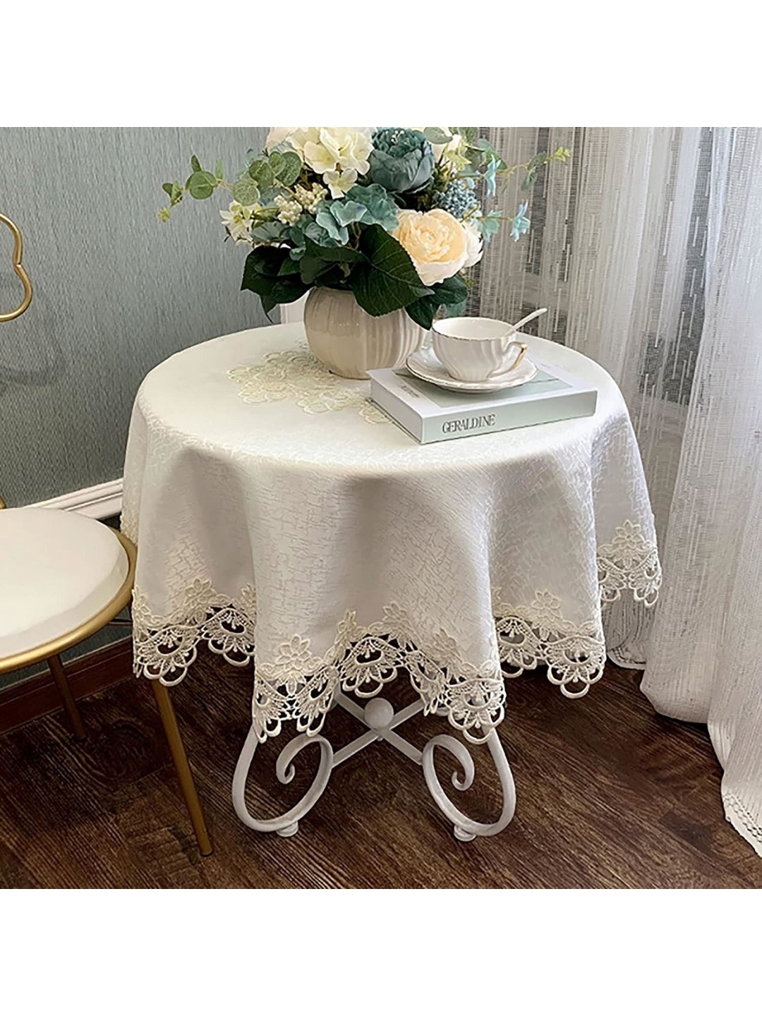 TANLOOMS Cream-Coloured Floral Silk Round 4-Seater Table Cover with Embroidered details
TANLOOMS Cream-Coloured Floral Silk Round 4-Seater Table Cover with Embroidered details