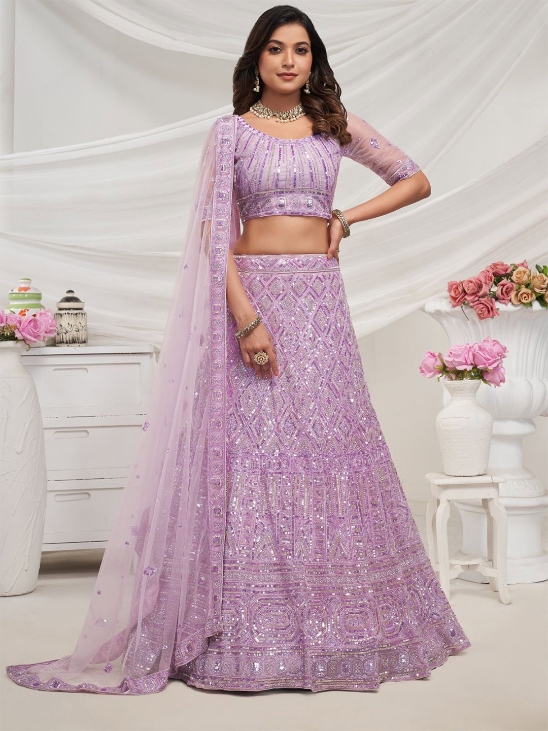 ODETTE Embroidered Sequinned Semi-Stitched Lehenga & Unstitched Blouse With Dupatta, Mauve
ODETTE Embroidered Sequinned Semi-Stitched Lehenga & Unstitched Blouse With Dupatta, Mauve