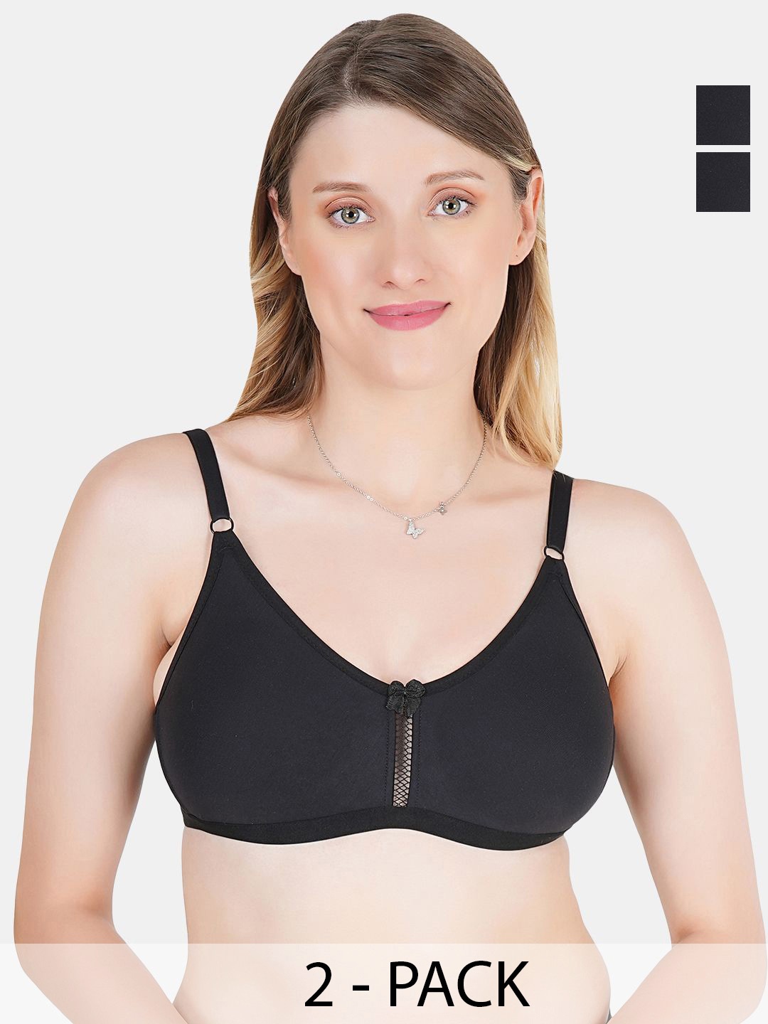 Tweens Pack of 2 Full Coverage Non Padded Cotton T-shirt Bras With All Day Comfort, Black
Tweens Pack of 2 Full Coverage Non Padded Cotton T-shirt Bras With All Day Comfort, Black