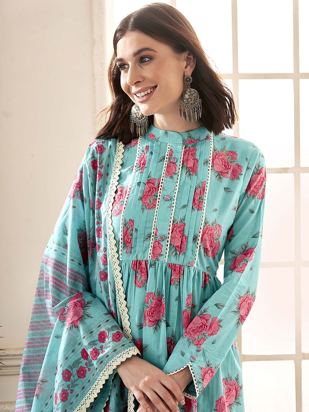 Anouk Green Floral Printed Anarkali Pure Cotton Kurta with Trousers & Dupatta, Sea green
Anouk Green Floral Printed Anarkali Pure Cotton Kurta with Trousers & Dupatta, Sea green