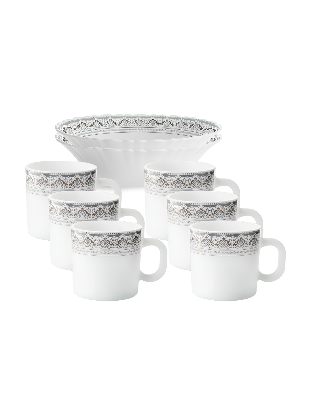 Larah by BOROSIL Fluted Series Classic White & Grey 8 Pieces Printed Crockery Dinner Set
Larah by BOROSIL Fluted Series Classic White & Grey 8 Pieces Printed Crockery Dinner Set