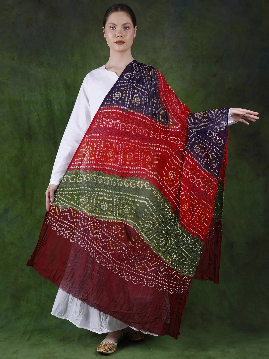 Exotic India Heliotrope Bandhani Multicolor Tie-Dye Crinkled Pure Cotton Dupatta, Red
Exotic India Heliotrope Bandhani Multicolor Tie-Dye Crinkled Pure Cotton Dupatta, Red