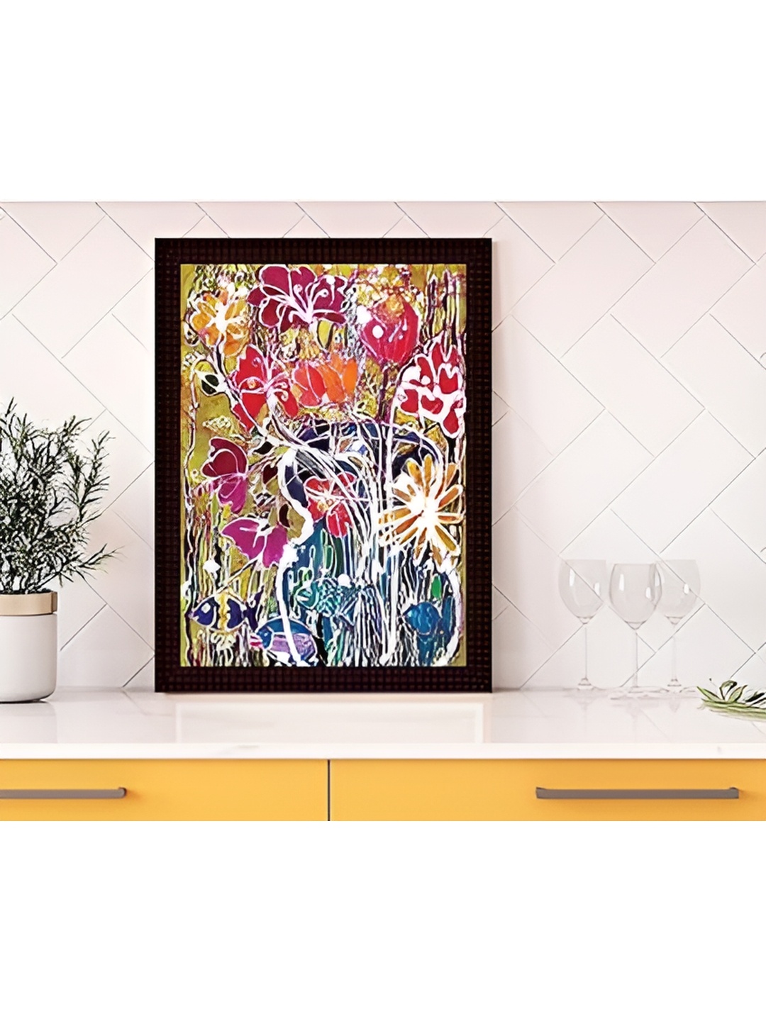 Tamatina Pink & Blue Abstract Flowers Canvas Wall Art