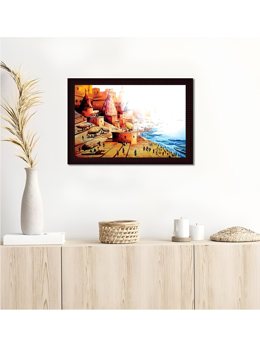 Tamatina Brown & Pink Canvas Framed Wall Painting