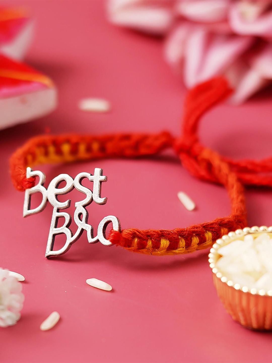 eCraftIndia Best Bro 925 Sterling Silver Rakhi for Brother with Roli Chawal Pack, Red
eCraftIndia Best Bro 925 Sterling Silver Rakhi for Brother with Roli Chawal Pack, Red