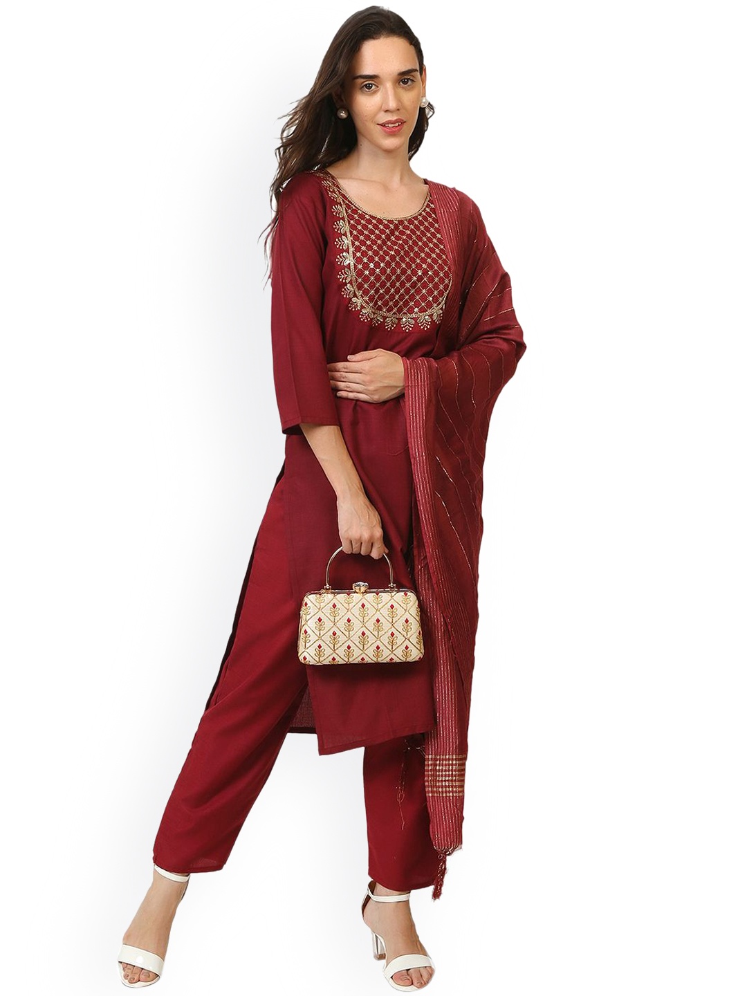 Ziva Fashion Women Floral Yoke Design Regular Sequinned Kurta with Trousers & With Dupatta, Maroon
Ziva Fashion Women Floral Yoke Design Regular Sequinned Kurta with Trousers & With Dupatta, Maroon