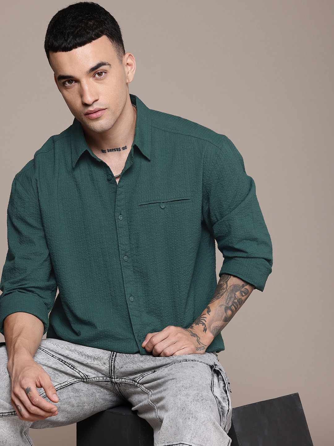 The Roadster Life Co. Self Striped Pure Cotton Relaxed Fit Casual Shirt, Teal
The Roadster Life Co. Self Striped Pure Cotton Relaxed Fit Casual Shirt, Teal