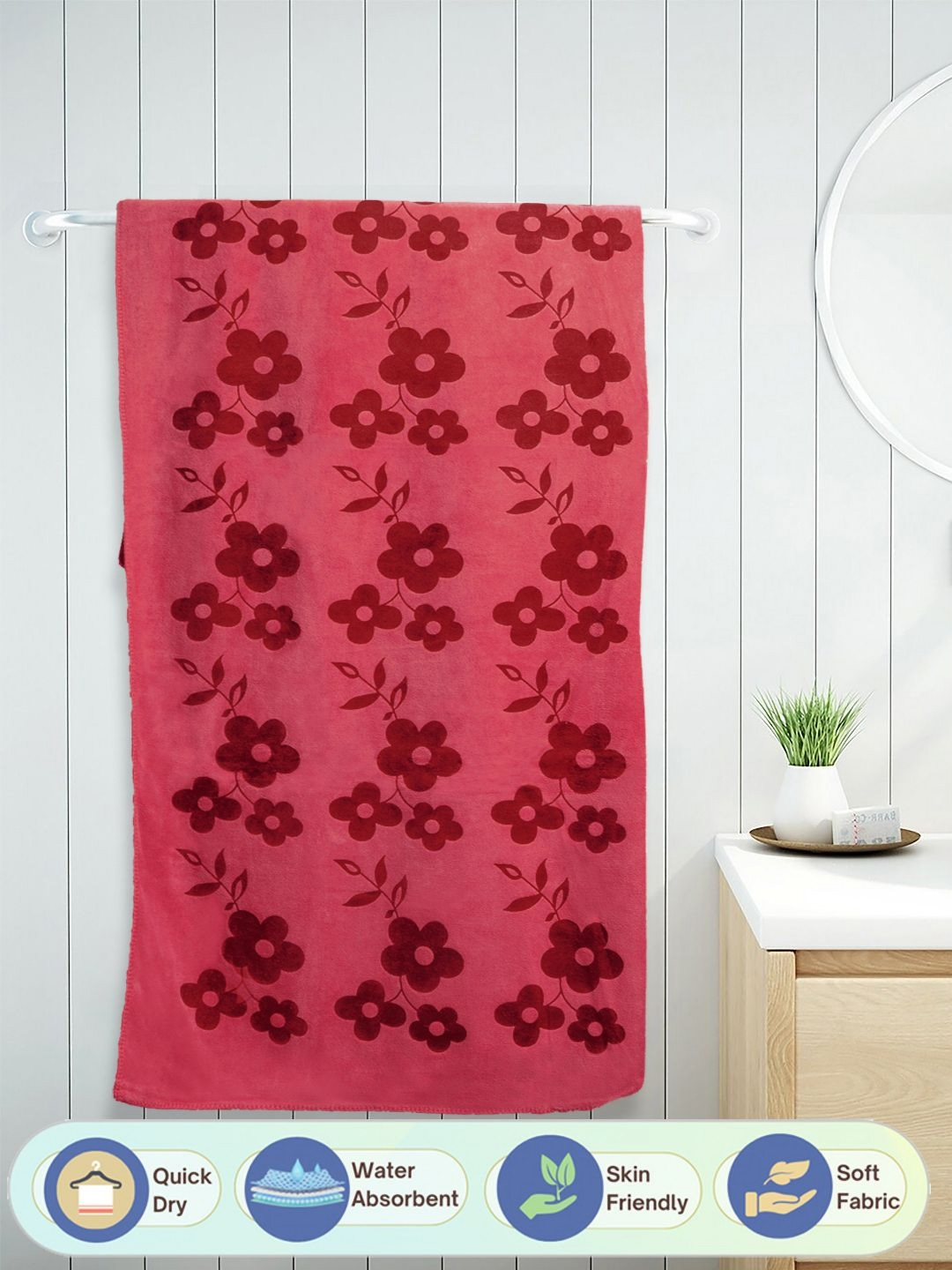FABINALIV Red 1 Printed Cotton 400 GSM Bath Towel 
FABINALIV Red 1 Printed Cotton 400 GSM Bath Towel