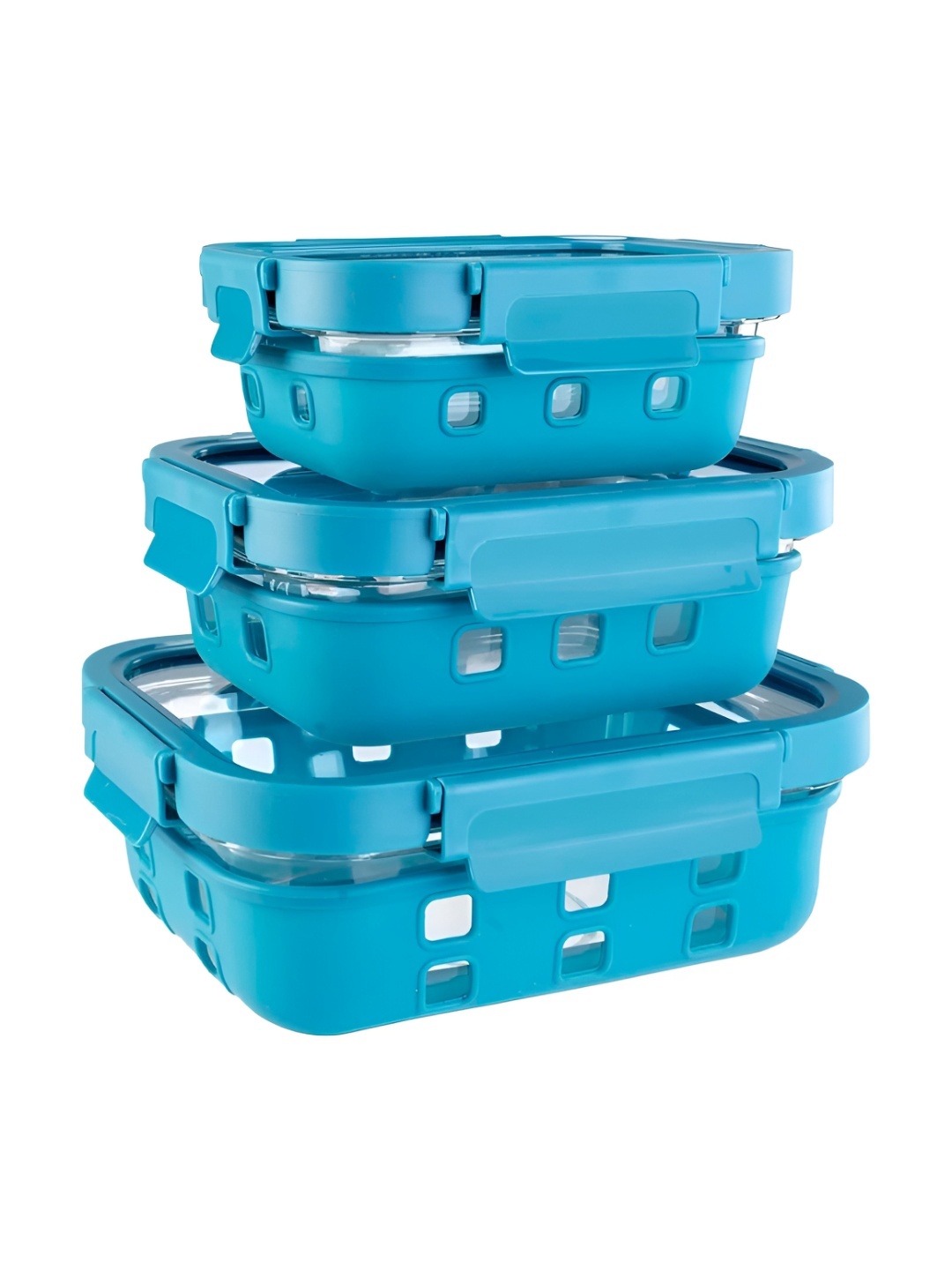 The Better Home Blue 3 Pieces Glass Lunch Boxes With Silicone Sleeves & Lock Lids
The Better Home Blue 3 Pieces Glass Lunch Boxes With Silicone Sleeves & Lock Lids
