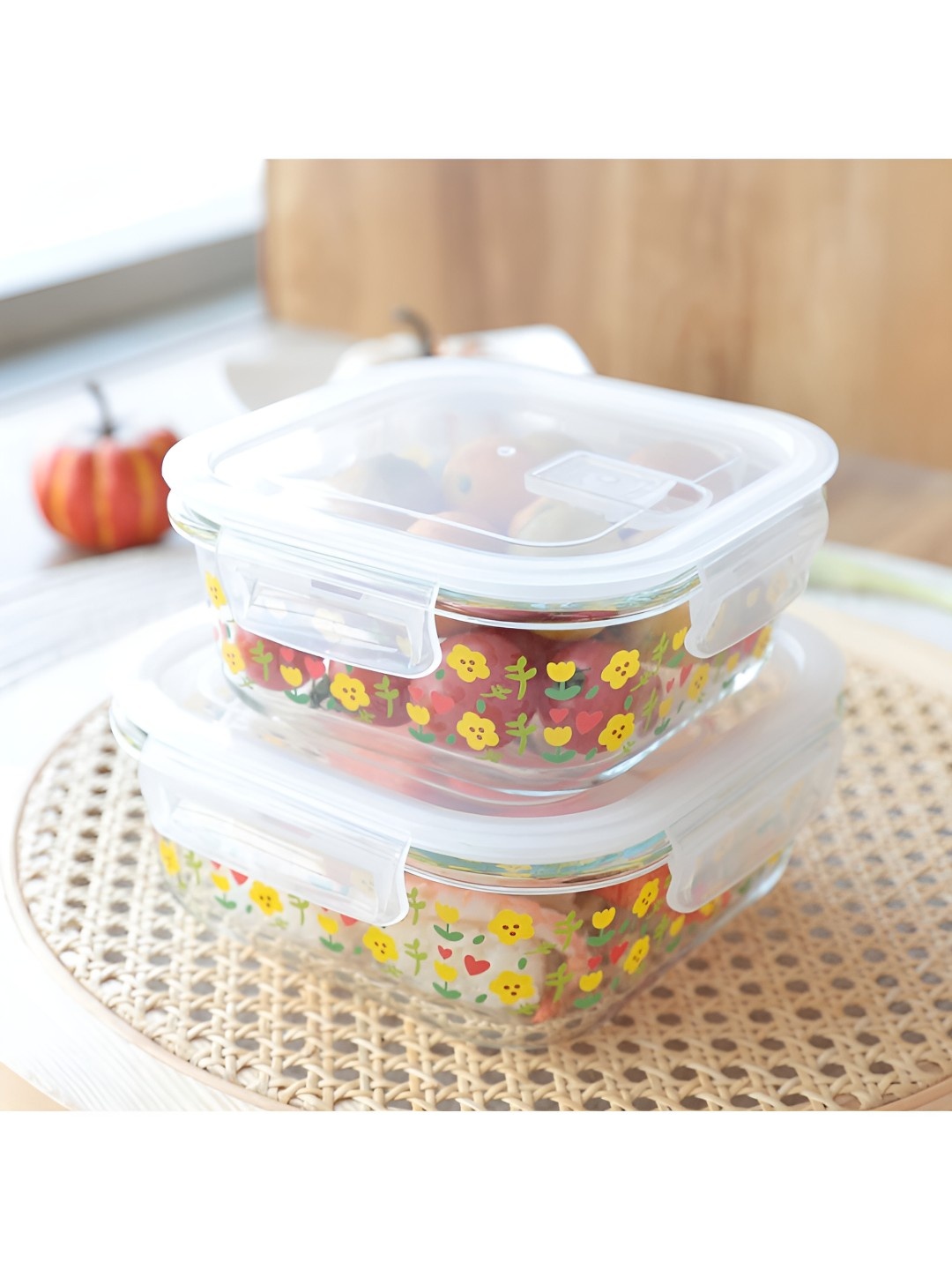 The Better Home Transparemt 2 Pieces Printed Microwave Safe Glass Lunch Boxes, Transparent
The Better Home Transparemt 2 Pieces Printed Microwave Safe Glass Lunch Boxes, Transparent