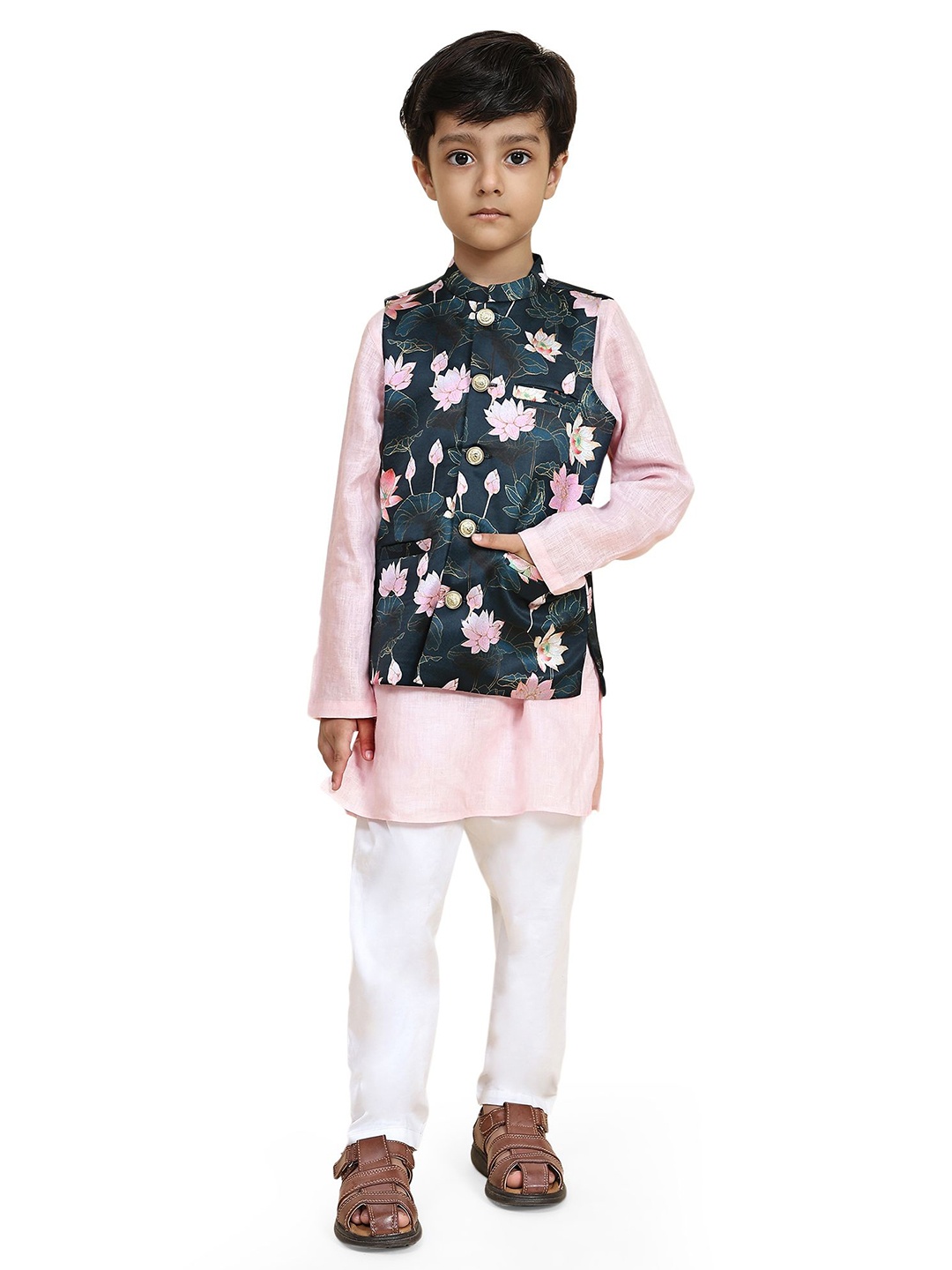BAESD Mandarin Collar Long Sleeves Pure Cotton Kurta With Pyjama & Nehru Jacket, Pink
BAESD Mandarin Collar Long Sleeves Pure Cotton Kurta With Pyjama & Nehru Jacket, Pink