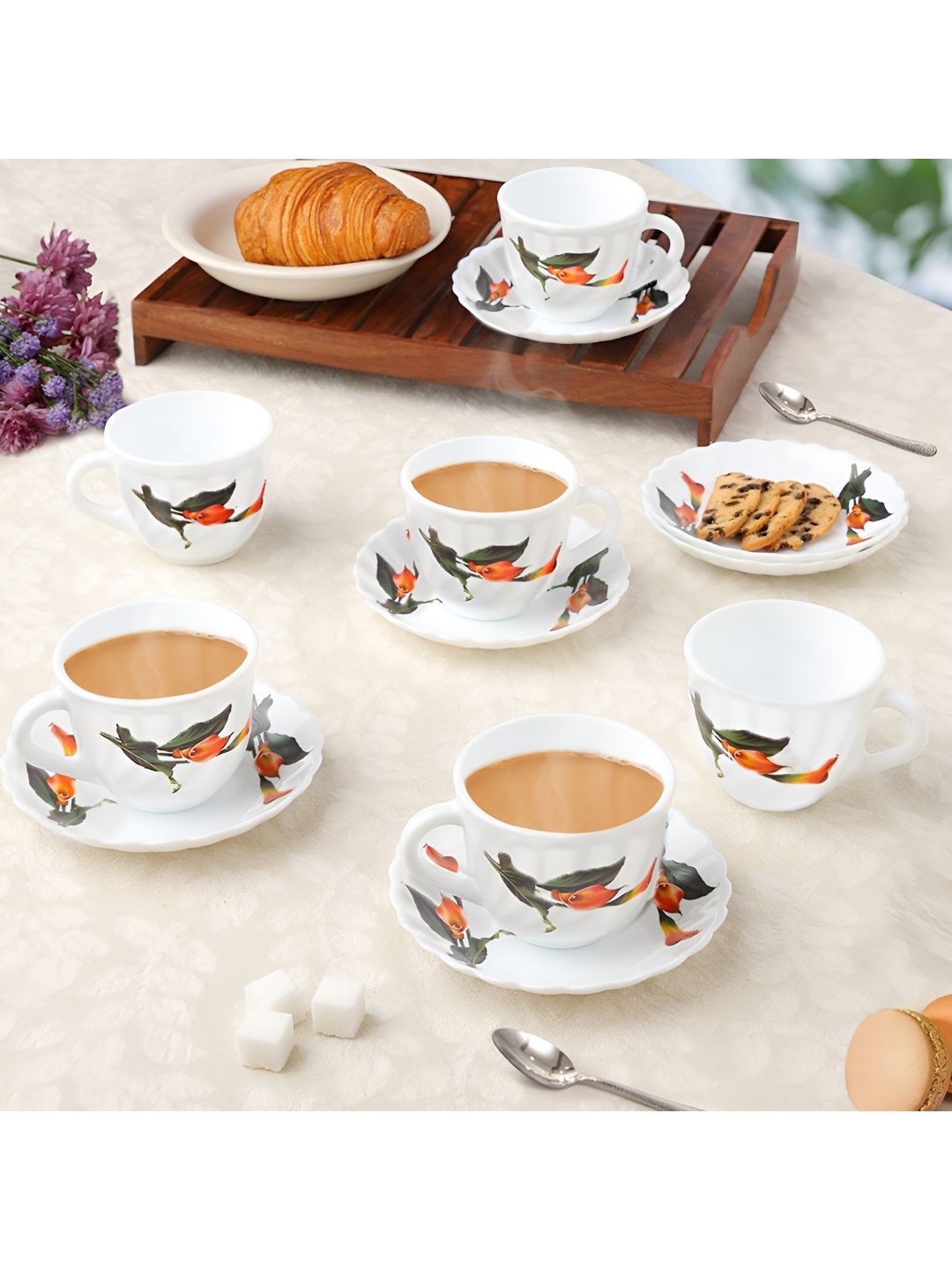 Larah by BOROSIL Stargazer White & Green 12 Pieces Printed Opalware Cup and Saucer Set
Larah by BOROSIL Stargazer White & Green 12 Pieces Printed Opalware Cup and Saucer Set