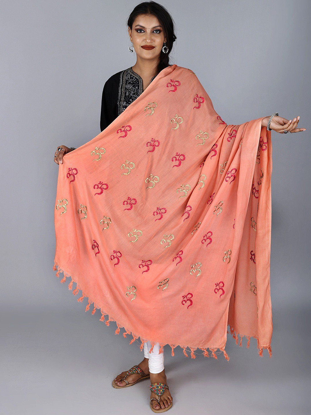 Exotic India Women Ethnic Motifs Embroidered Shawl, Orange
Exotic India Women Ethnic Motifs Embroidered Shawl, Orange