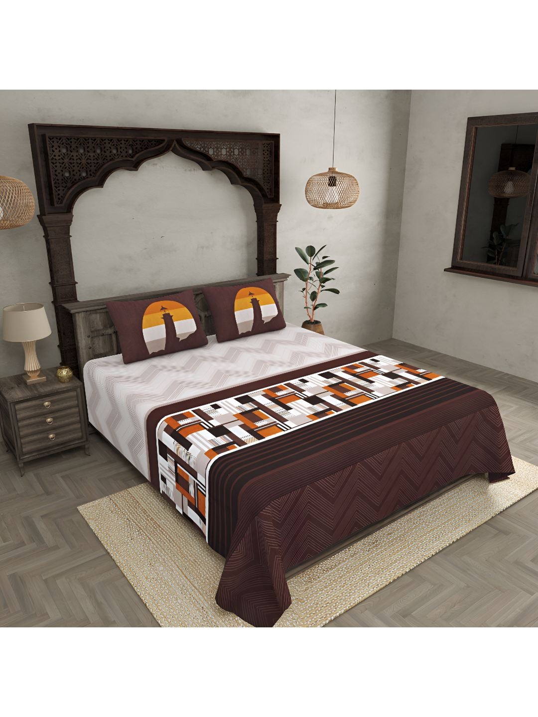 BED-SHEET.COM Brown & White Ethnic Motifs 280 TC Pure King Bedsheet With 2 Pillow Covers
BED-SHEET.COM Brown & White Ethnic Motifs 280 TC Pure King Bedsheet With 2 Pillow Covers