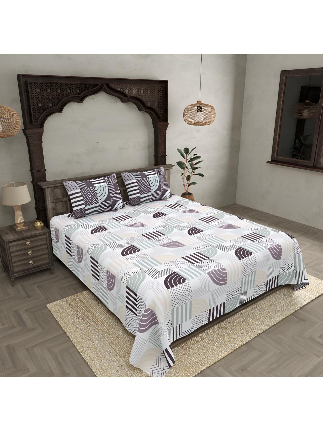 BED-SHEET.COM Off White & Brown Printed Cotton 300 TC King Bedsheet With 2 Pillow Covers
BED-SHEET.COM Off White & Brown Printed Cotton 300 TC King Bedsheet With 2 Pillow Covers