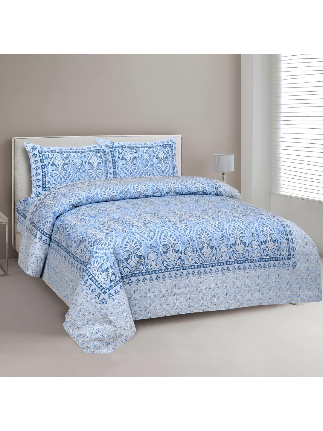 BED-SHEET.COM Blue & White Ethnic Motifs 250 TC Cotton King Bedsheet with 2 Pillow Covers
BED-SHEET.COM Blue & White Ethnic Motifs 250 TC Cotton King Bedsheet with 2 Pillow Covers