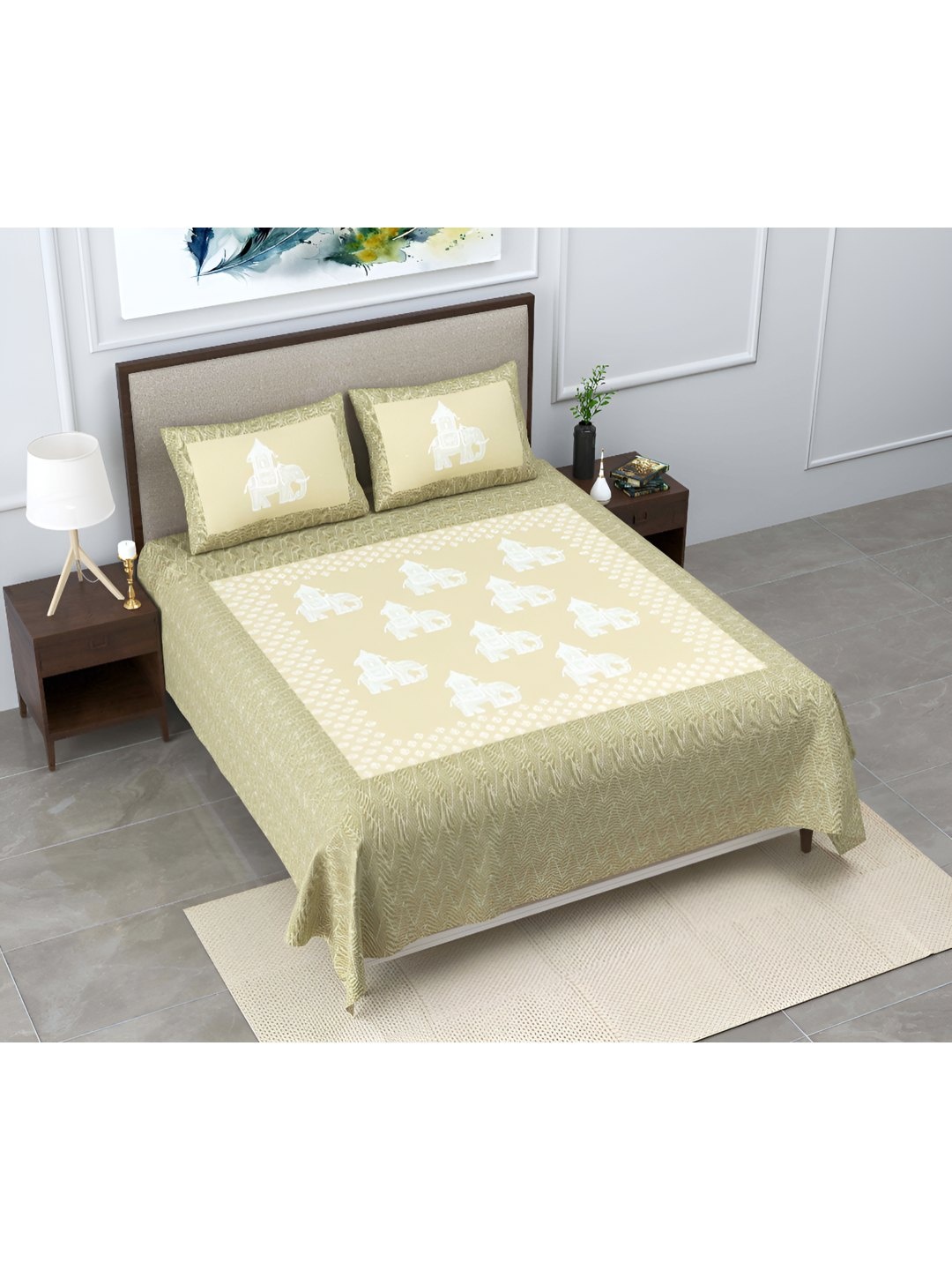 BED-SHEET.COM Green Ethnic Motifs 280 TC Pure Cotton King Bedsheet With 2 Pillow Covers
BED-SHEET.COM Green Ethnic Motifs 280 TC Pure Cotton King Bedsheet With 2 Pillow Covers