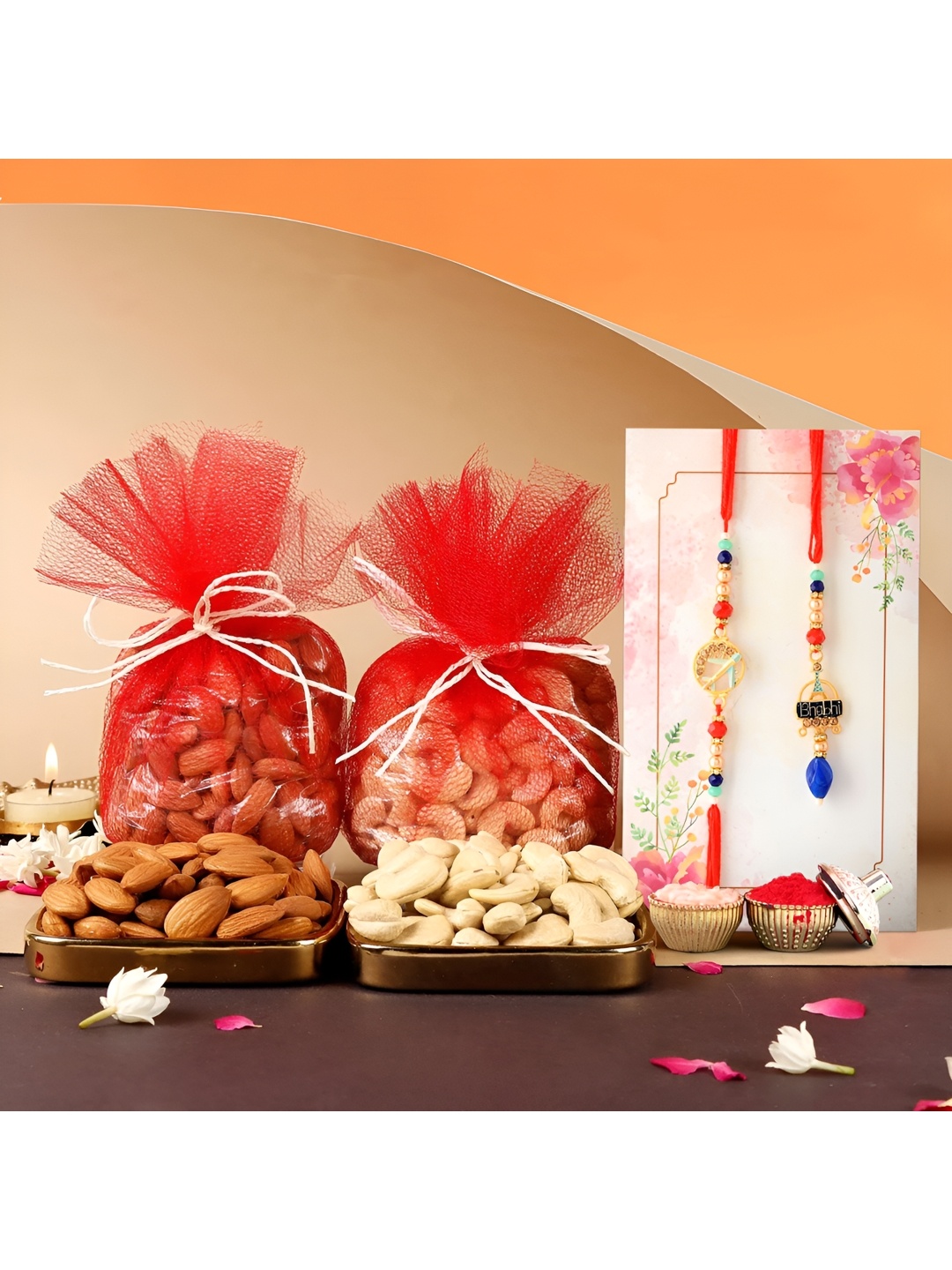 Ascension Set Of 2 Bhaiya Bhabhi Rakhis With Dry Fruits With Rholi Chawal- 200gm, Red
Ascension Set Of 2 Bhaiya Bhabhi Rakhis With Dry Fruits With Rholi Chawal- 200gm, Red