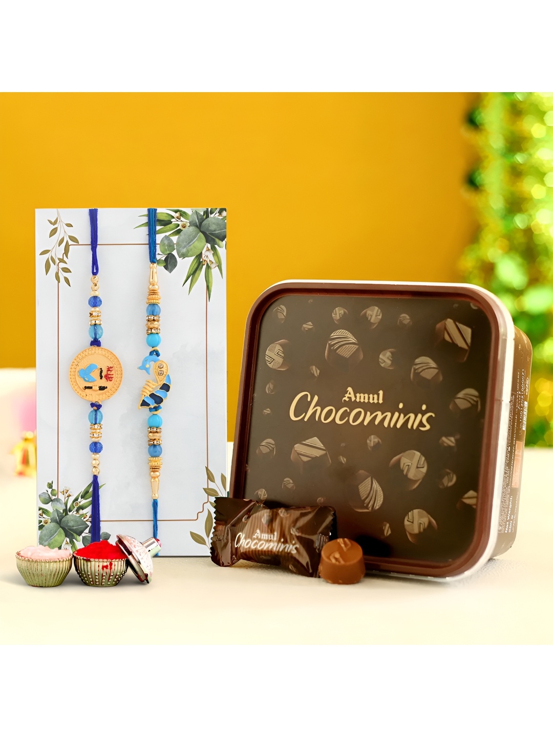 Ascension Set Of 2 Bhaiya Bhabhi Rakhis With Choco Minis Chocolate Box 250 Grams, Brown
Ascension Set Of 2 Bhaiya Bhabhi Rakhis With Choco Minis Chocolate Box 250 Grams, Brown