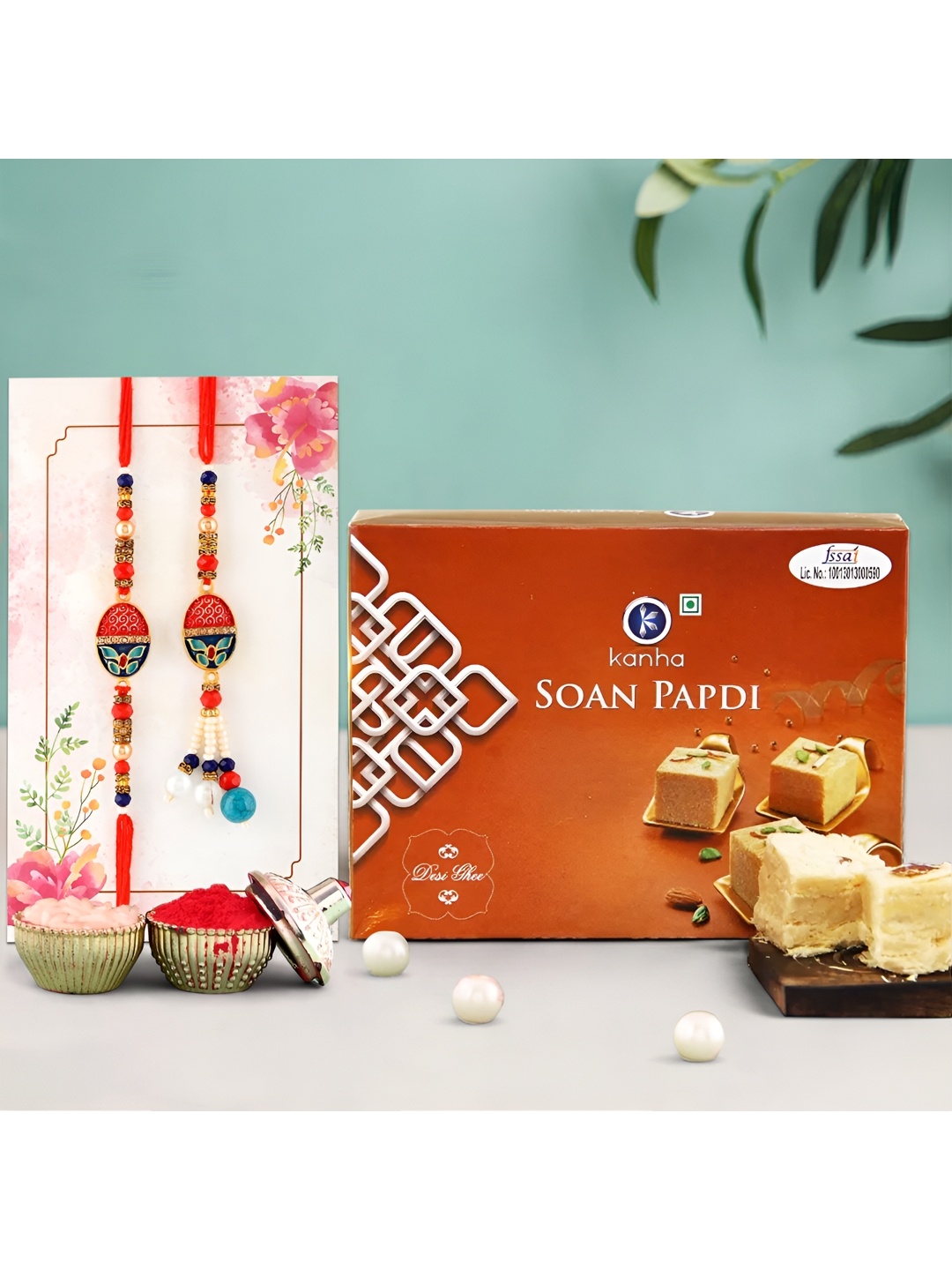 Ascension Set of 2 Rakhi With Soanpapdi Sweet (200gm) & Greeting Card With Roli Chawal, Red
Ascension Set of 2 Rakhi With Soanpapdi Sweet (200gm) & Greeting Card With Roli Chawal, Red