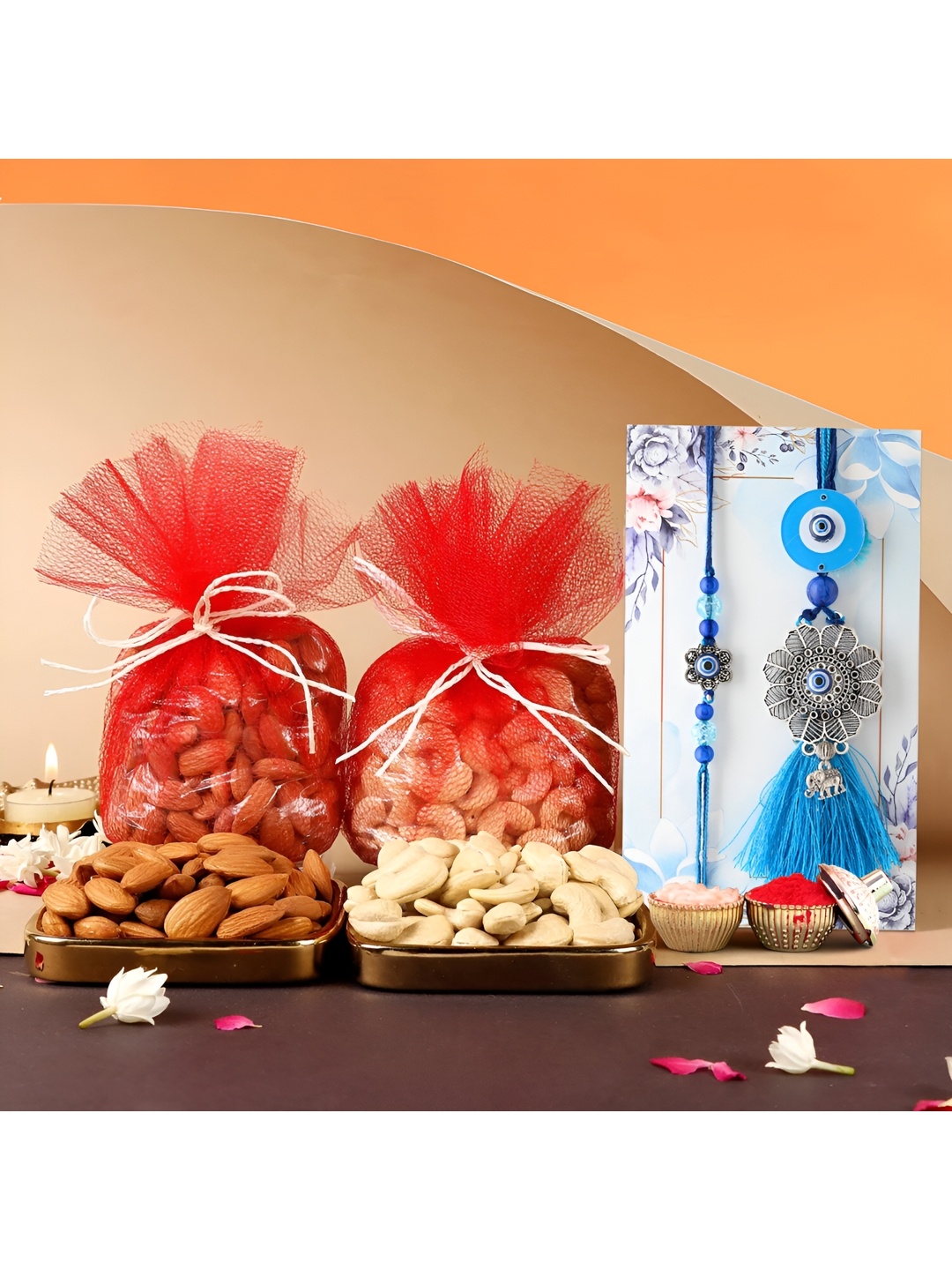 Ascension Set of 2 Rakhi With Mix Dry Fruits (200gm) & Greeting Card With Roli Chawal, Blue
Ascension Set of 2 Rakhi With Mix Dry Fruits (200gm) & Greeting Card With Roli Chawal, Blue