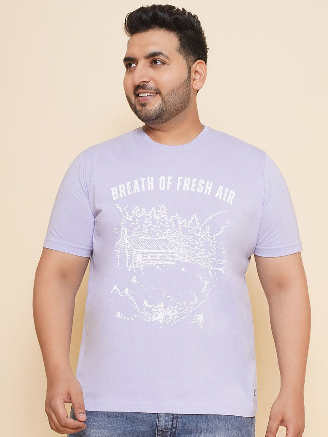 John Pride Men Typography Printed Round Neck Plus Size Pure Cotton T-shirt, Lavender
John Pride Men Typography Printed Round Neck Plus Size Pure Cotton T-shirt, Lavender
