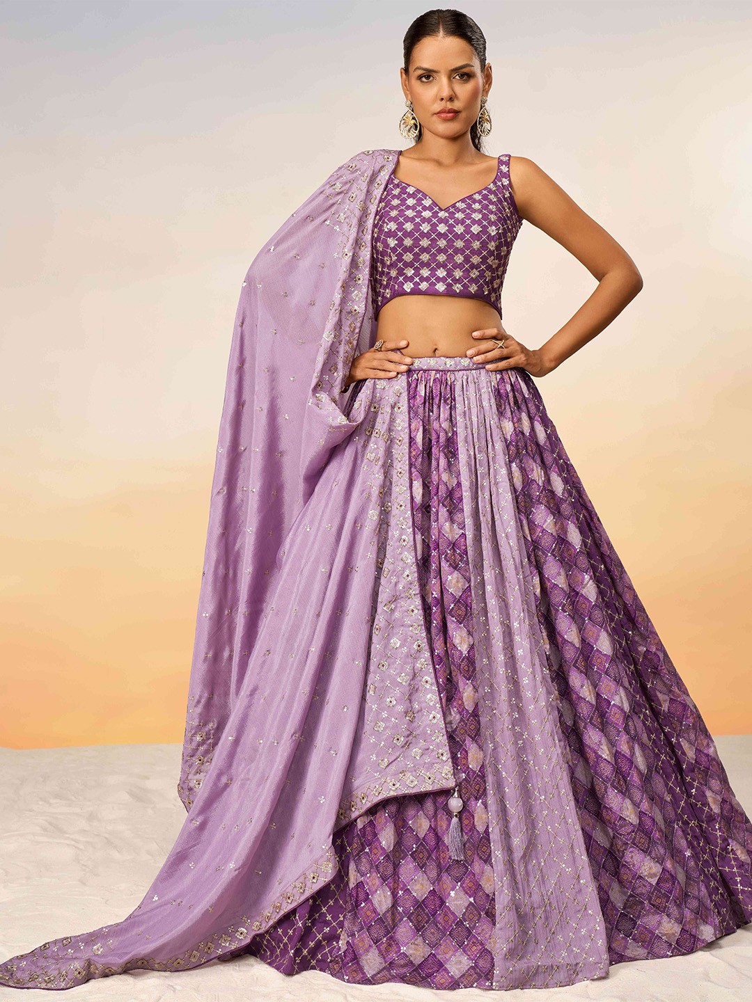 panchhi Embroidered Sequinned Semi-Stitched Lehenga & Unstitched Blouse With Dupatta, Lavender
panchhi Embroidered Sequinned Semi-Stitched Lehenga & Unstitched Blouse With Dupatta, Lavender