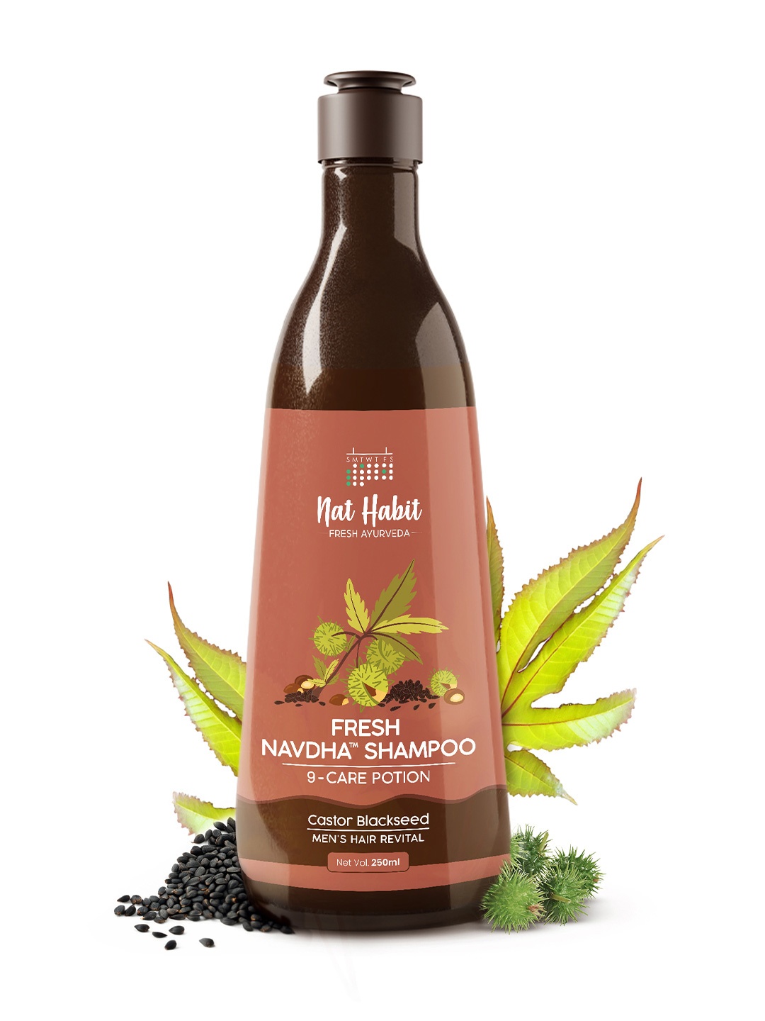Nat Habit Castor Blackseed Navdha Shampoo for Shine, Moisture & Strong Hair - 250ml, Brown
Nat Habit Castor Blackseed Navdha Shampoo for Shine, Moisture & Strong Hair - 250ml, Brown