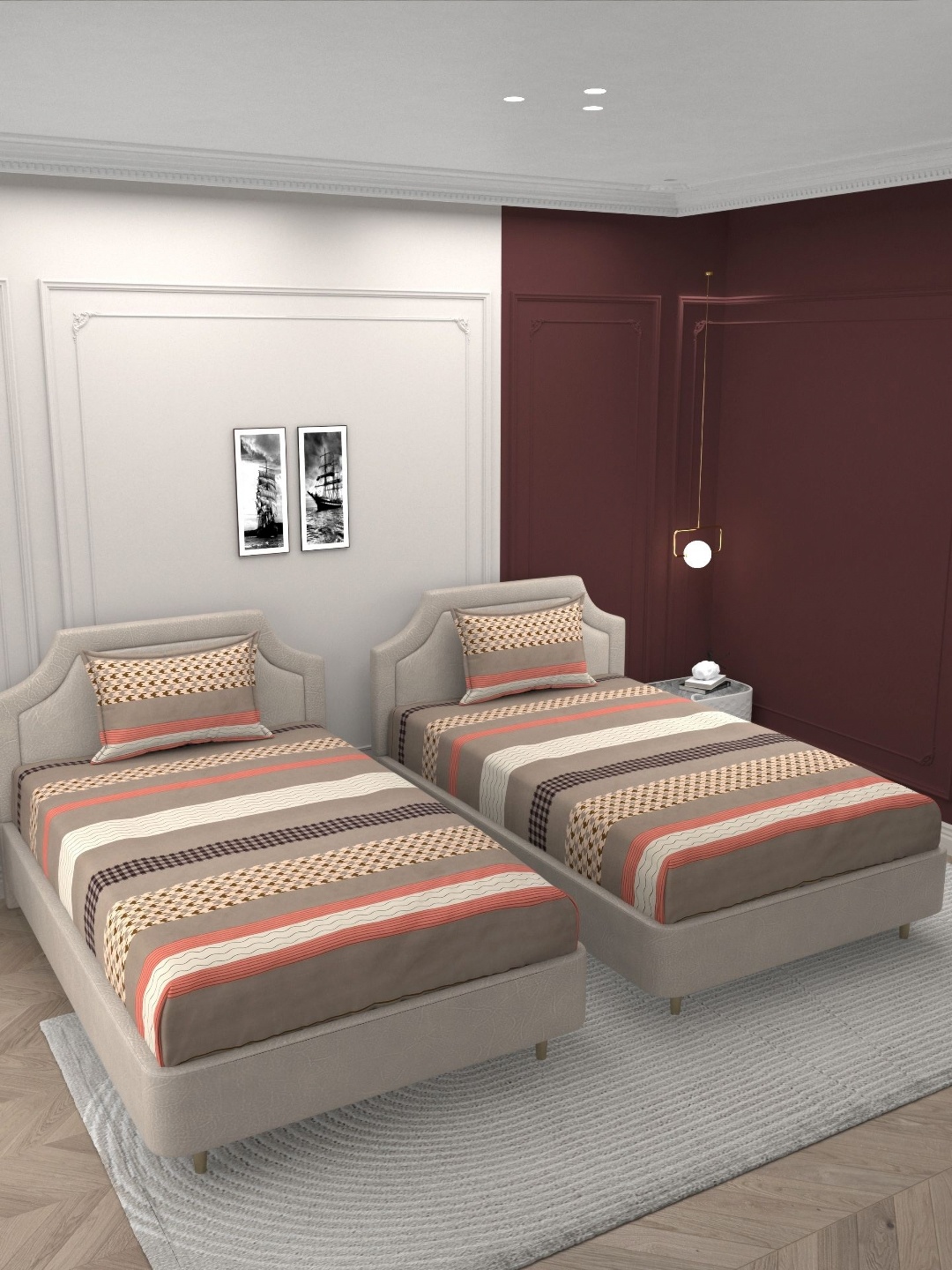 Bromwick Brown & Cream 4 Pieces Abstract 250 TC Cotton Single Bedsheet With Pillow Covers
Bromwick Brown & Cream 4 Pieces Abstract 250 TC Cotton Single Bedsheet With Pillow Covers
