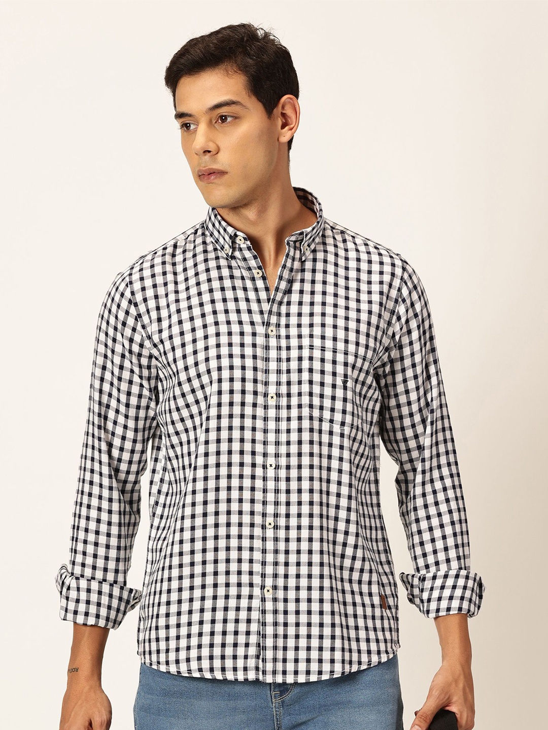 Thomas Scott Men Premium Slim Fit Gingham Checked Button-Down Collar Casual Shirt, Cream
Thomas Scott Men Premium Slim Fit Gingham Checked Button-Down Collar Casual Shirt, Cream