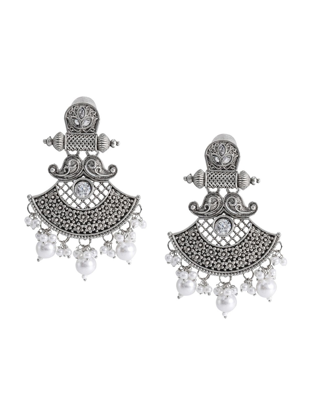 Shining Jewel - By Shivansh Silver-Plated Cubic Zirconia Contemporary Chandbalis, White
Shining Jewel - By Shivansh Silver-Plated Cubic Zirconia Contemporary Chandbalis, White