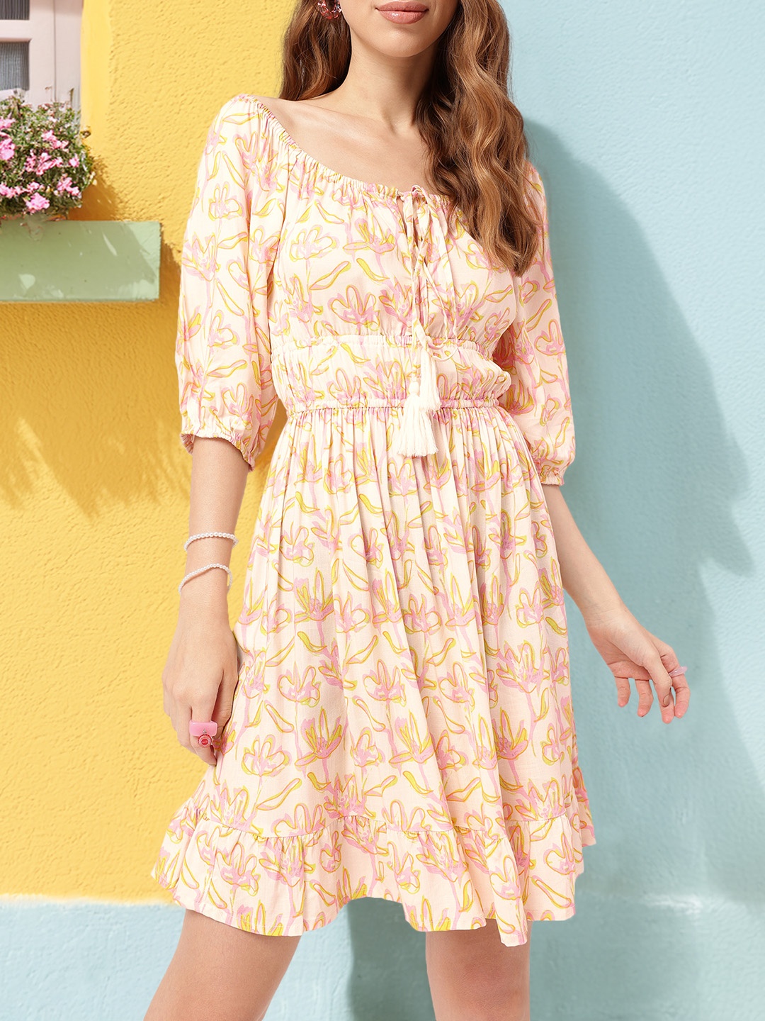 DressBerry Dreamy Holiday Floral Printed Cinched Waist Off-Shoulder A-Line Mini Dress, Cream
DressBerry Dreamy Holiday Floral Printed Cinched Waist Off-Shoulder A-Line Mini Dress, Cream