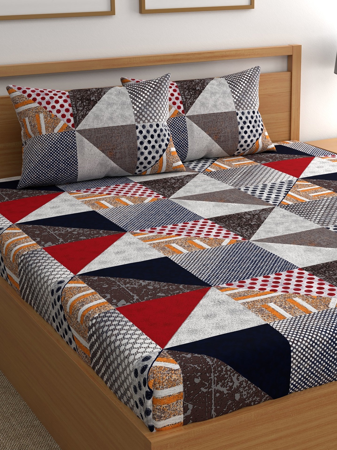 CHHAVI INDIA Grey & Maroon Geometric 210 TC Microfiber King Bedsheet With 2 Pillow Covers
CHHAVI INDIA Grey & Maroon Geometric 210 TC Microfiber King Bedsheet With 2 Pillow Covers