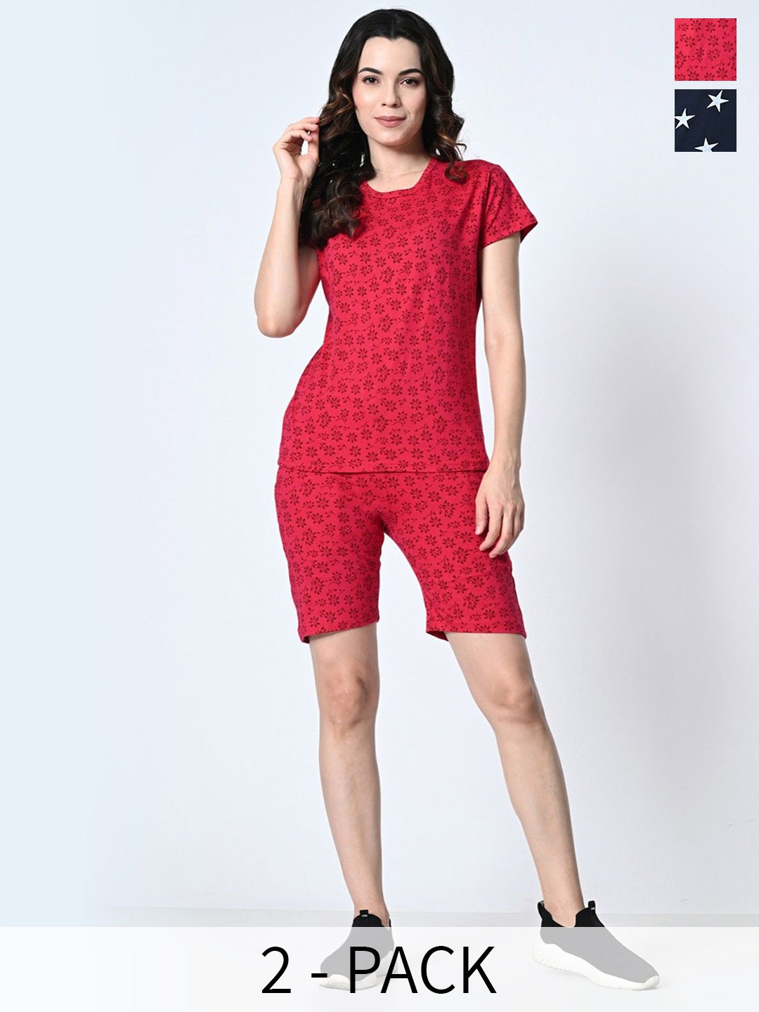 BAESD Pack Of 2 Conversational Printed Short Sleeves Pure Cotton T-Shirt With Shorts, Red
BAESD Pack Of 2 Conversational Printed Short Sleeves Pure Cotton T-Shirt With Shorts, Red