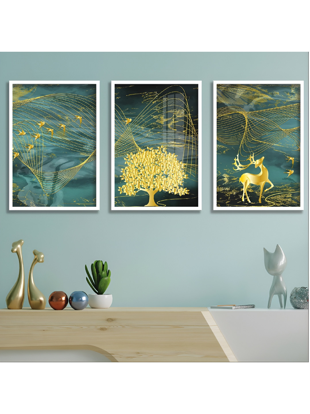 Aura White & Blue 3 Piece Wood Birds and Animals Wall Paintings
Aura White & Blue 3 Piece Wood Birds and Animals Wall Paintings