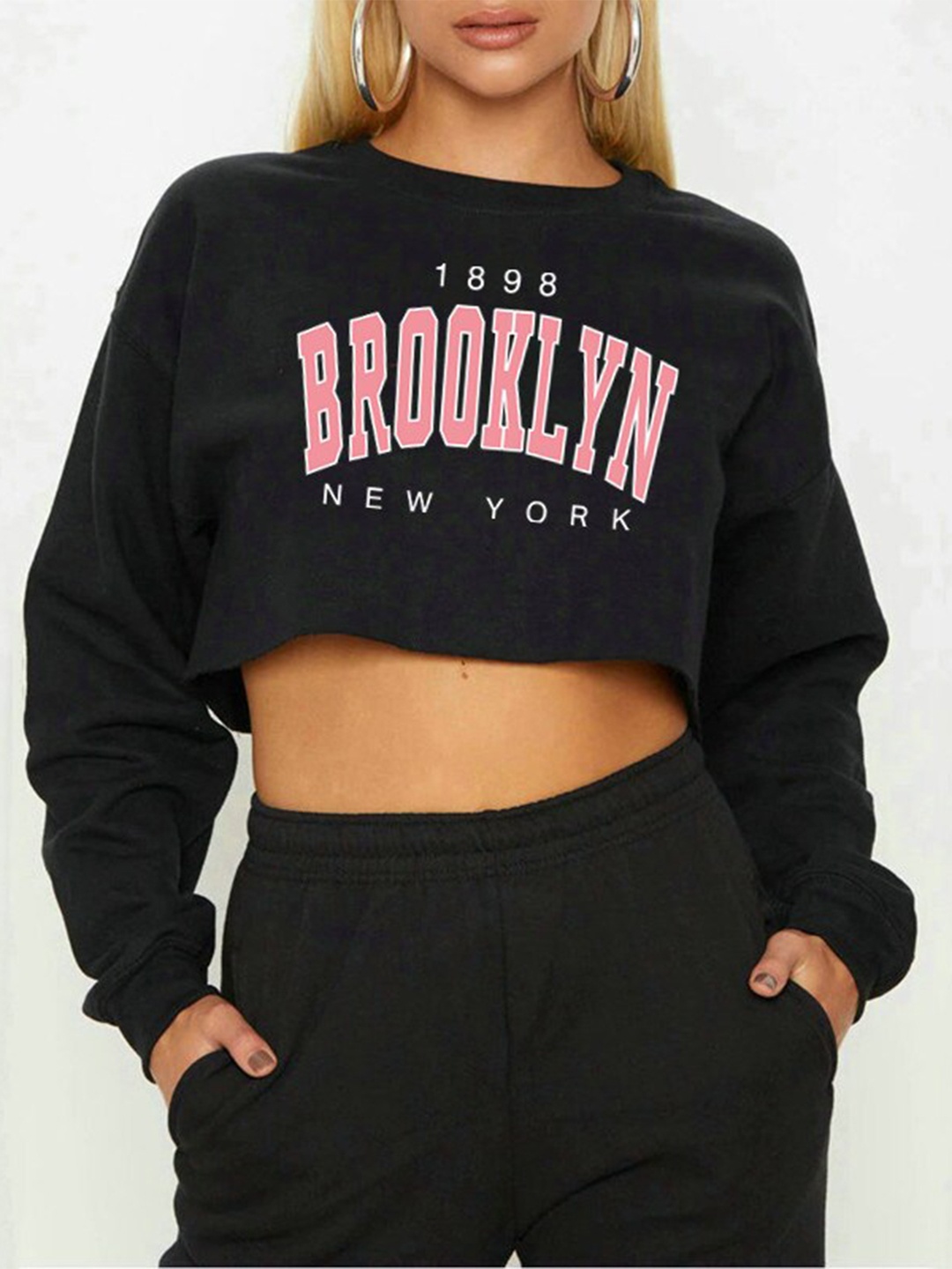 StyleCast x Revolte Women Typography Printed Round Neck Crop Sweatshirt, Black
StyleCast x Revolte Women Typography Printed Round Neck Crop Sweatshirt, Black
